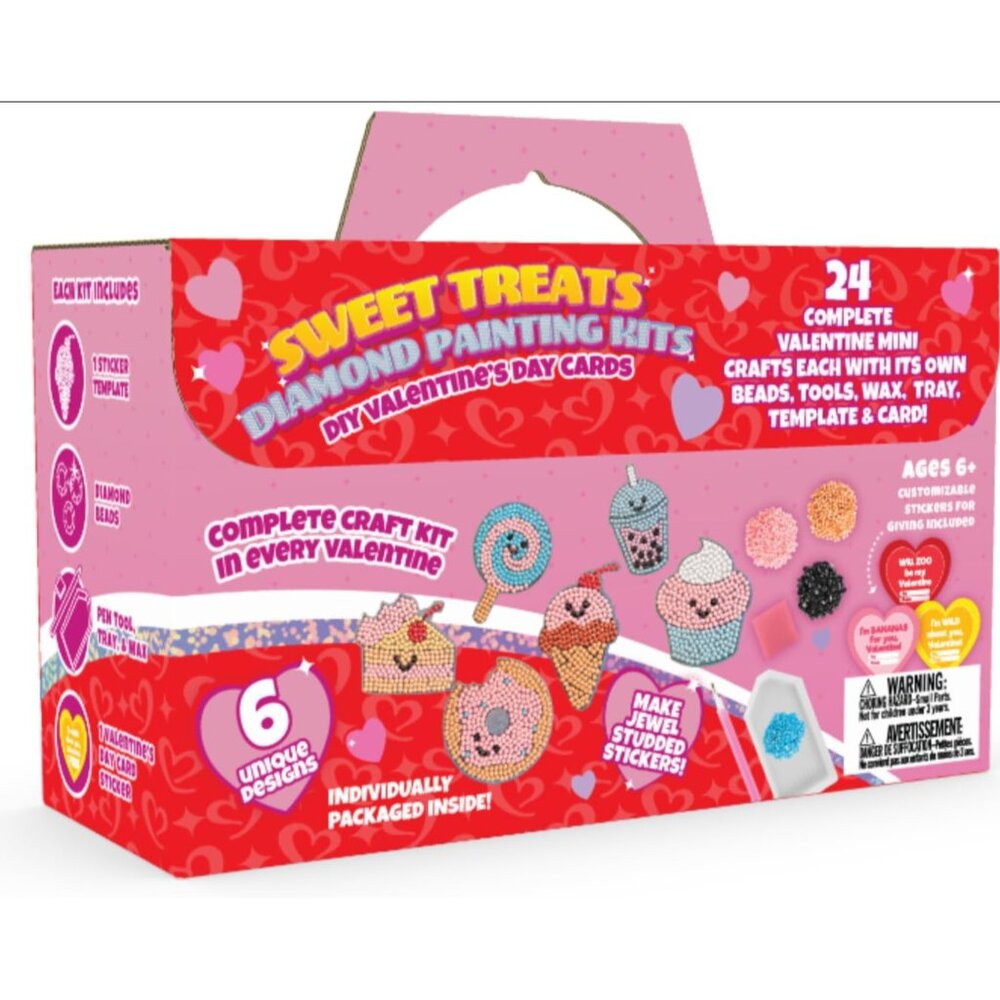 Set of 24 Valentines Cards for Kids Classroom - Valentine's Day Sweet Treats Dia - Picture 8 of 9